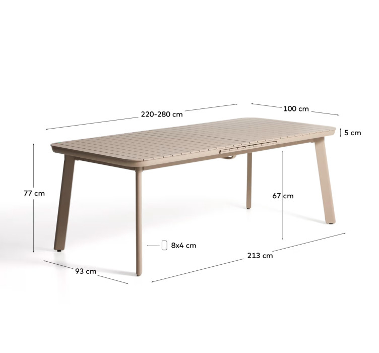 Розсувний вуличний стіл Izola Taupe 220 (280) x 100 см2